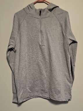 GAIAM Men's Gray Fleece- Lined Half-Zip Hooded Sweatshirt